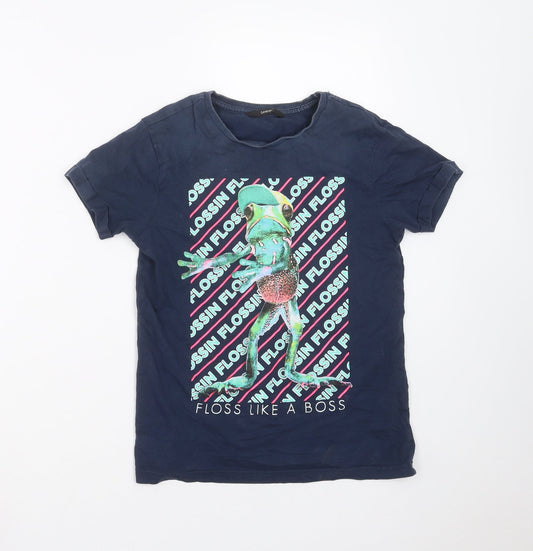 George Boys Blue   Basic T-Shirt Size 9-10 Years  - frog
