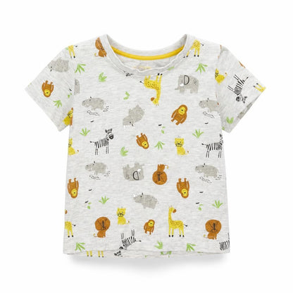 Primark Baby Grey   Basic T-Shirt Size 12-18 Months  - animals