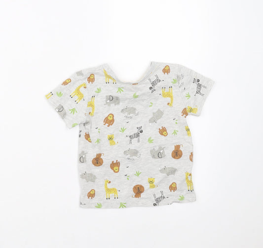 Primark Baby Grey   Basic T-Shirt Size 12-18 Months  - animals