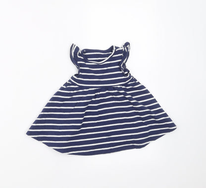 Marks and Spencer Girls Blue Striped  Fit & Flare  Size 0-3 Months