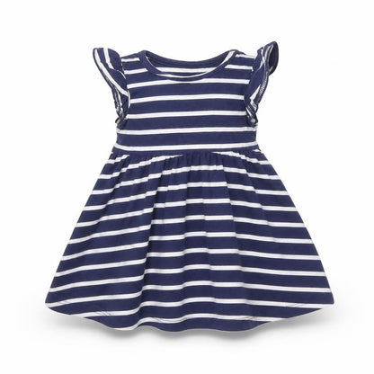 Marks and Spencer Girls Blue Striped  Fit & Flare  Size 0-3 Months