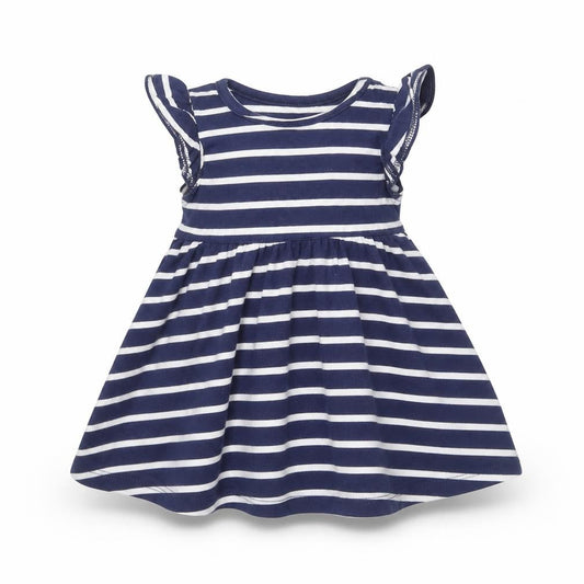 Marks and Spencer Girls Blue Striped  Fit & Flare  Size 0-3 Months