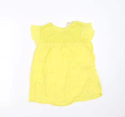 Zara Womens Yellow   Basic Blouse Size S  - crochet detail