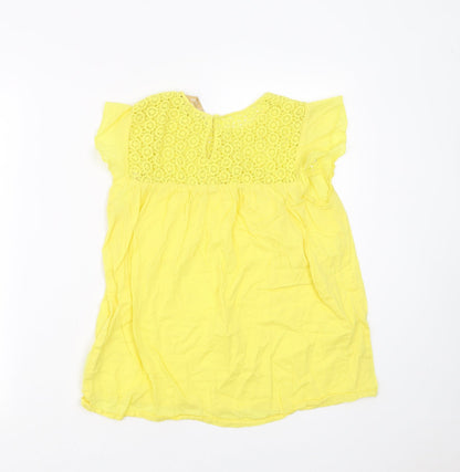 Zara Womens Yellow   Basic Blouse Size S  - crochet detail