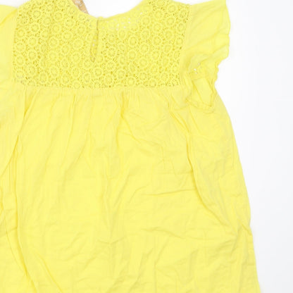 Zara Womens Yellow   Basic Blouse Size S  - crochet detail