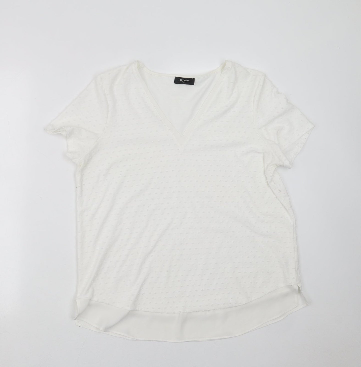 Papaya Womens White   Basic Blouse Size 14  - dotted pattern