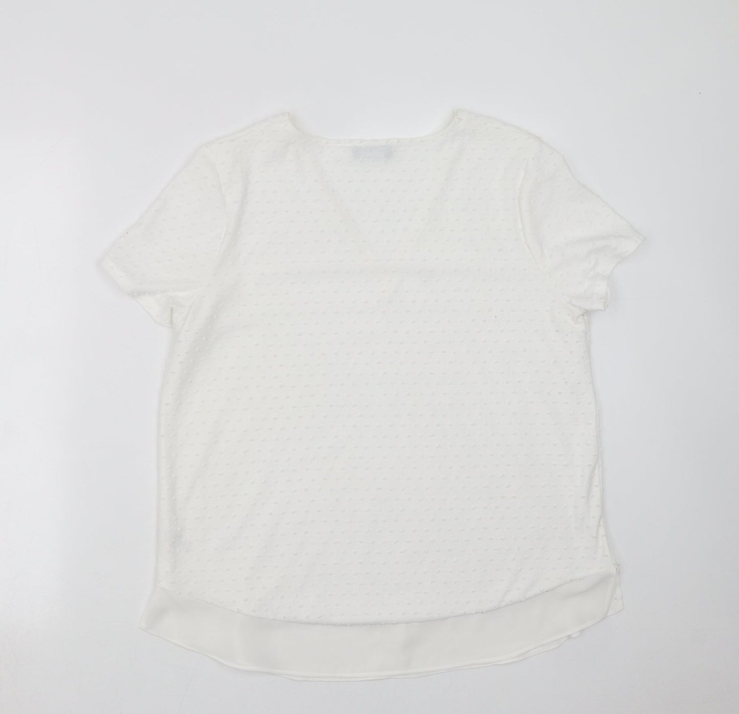 Papaya Womens White   Basic Blouse Size 14  - dotted pattern