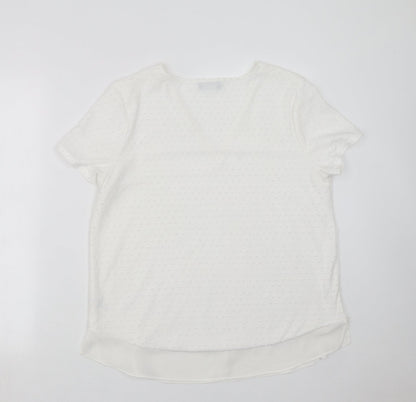 Papaya Womens White   Basic Blouse Size 14  - dotted pattern