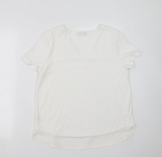 Papaya Womens White   Basic Blouse Size 14  - dotted pattern