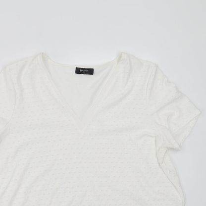Papaya Womens White   Basic Blouse Size 14  - dotted pattern
