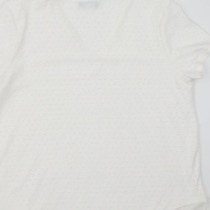 Papaya Womens White   Basic Blouse Size 14  - dotted pattern