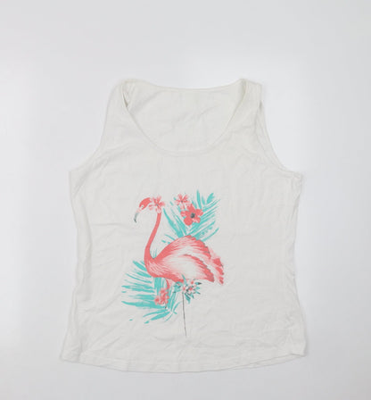 George Womens White   Basic Tank Size 12  - flamingo