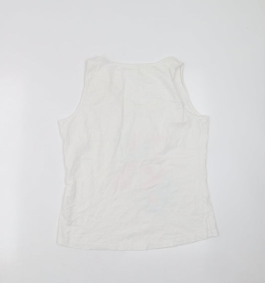 George Womens White   Basic Tank Size 12  - flamingo
