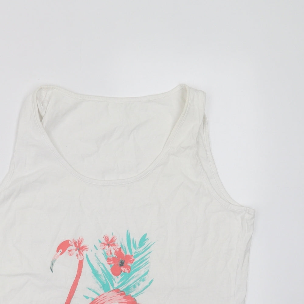 George Womens White   Basic Tank Size 12  - flamingo
