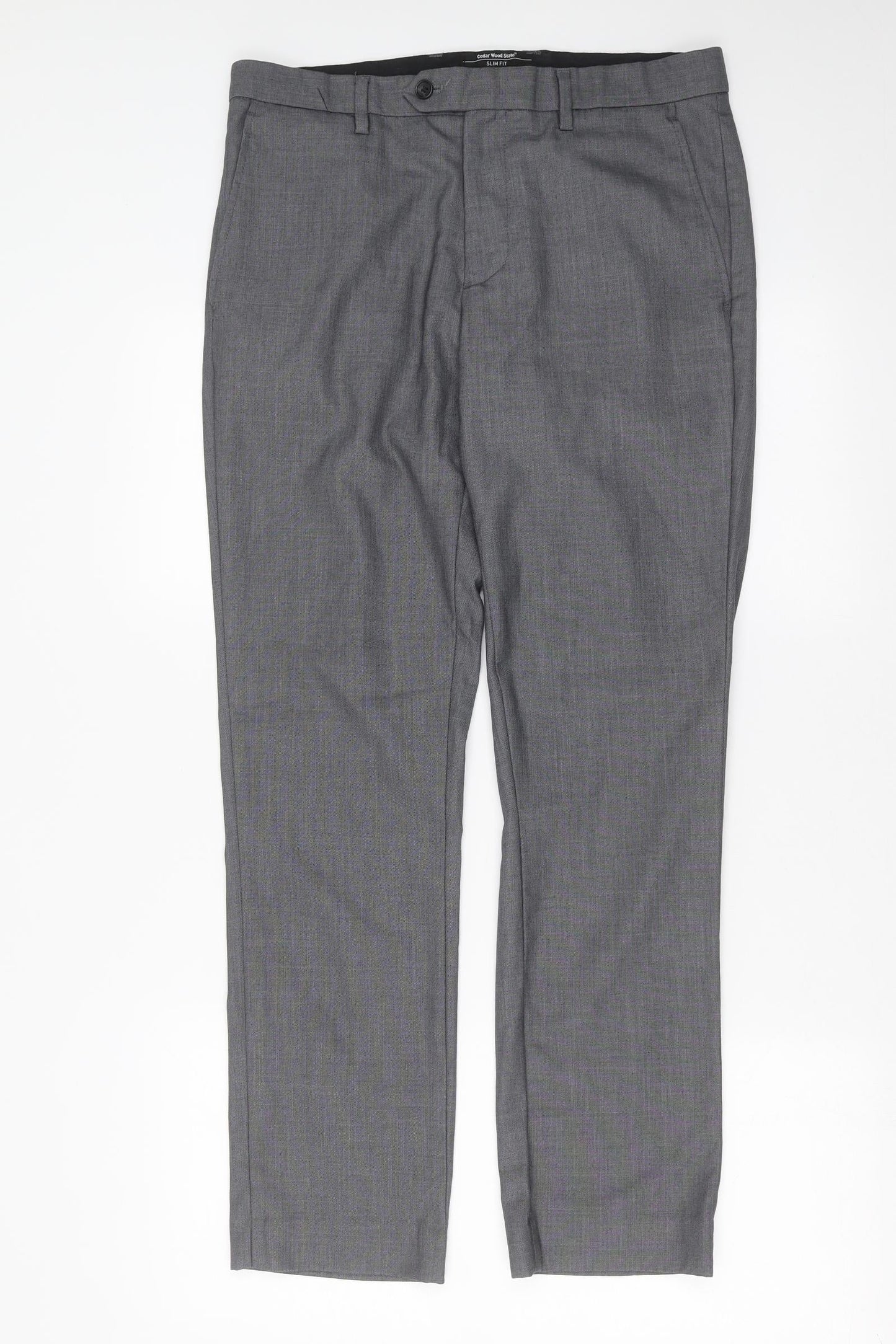Mens UK Size 32 in Cedar Wood State Regular Fit  Grey Trousers