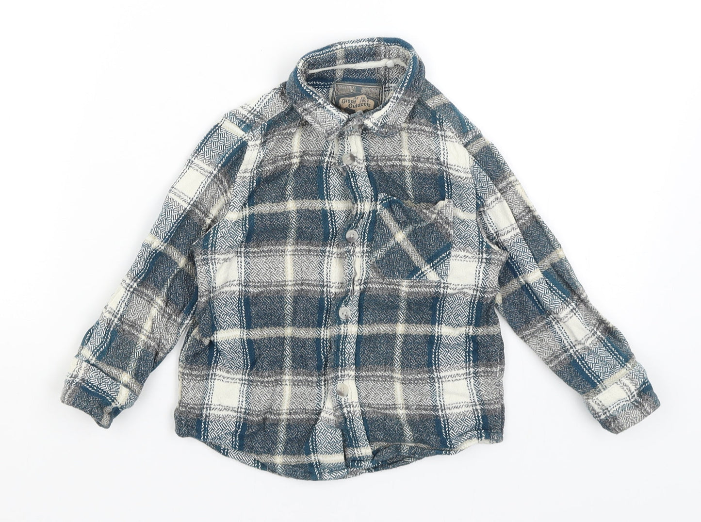 TU Boys Blue Plaid  Basic Button-Up Size 3 Years