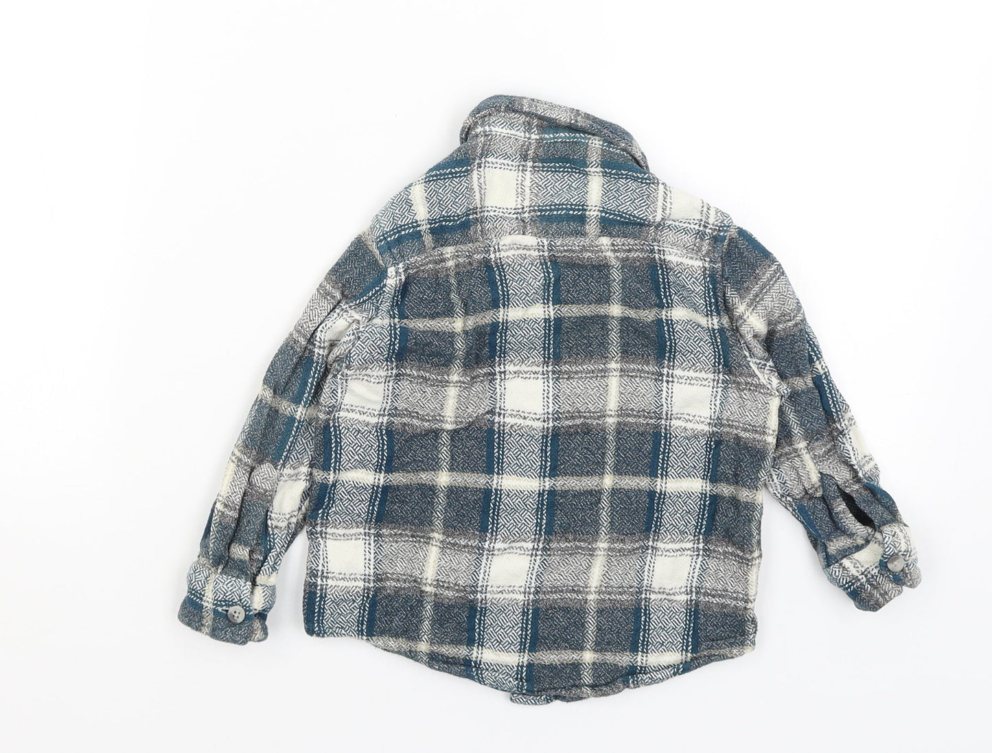 TU Boys Blue Plaid  Basic Button-Up Size 3 Years
