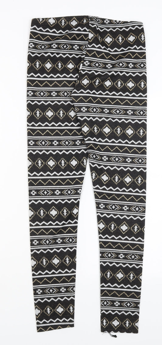 Terranova Womens Black Geometric  Capri Leggings Size S L29 in