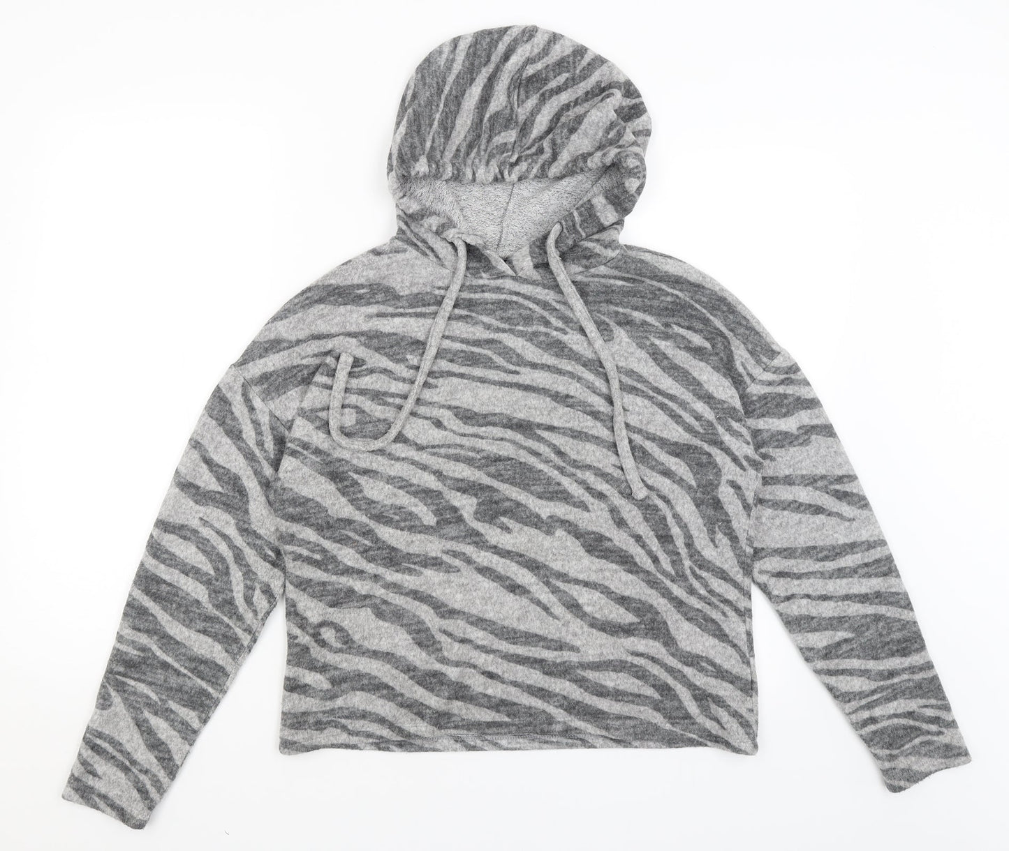 New Look Womens Grey Animal Print  Pullover Hoodie Size S