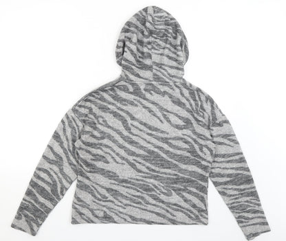 New Look Womens Grey Animal Print  Pullover Hoodie Size S