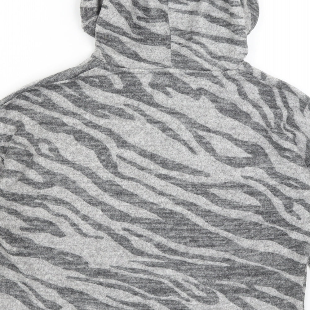 New Look Womens Grey Animal Print  Pullover Hoodie Size S