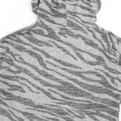 New Look Womens Grey Animal Print  Pullover Hoodie Size S