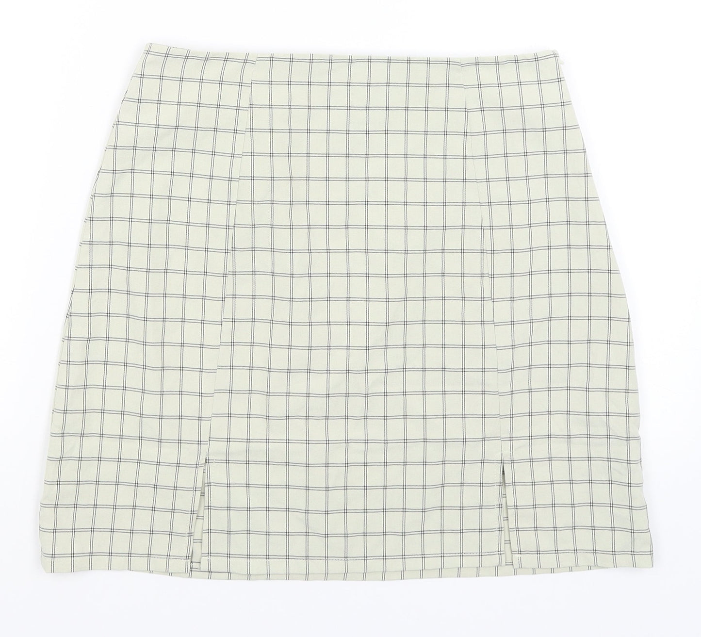 Nasty Gal Womens Beige Check  A-Line Skirt Size 8