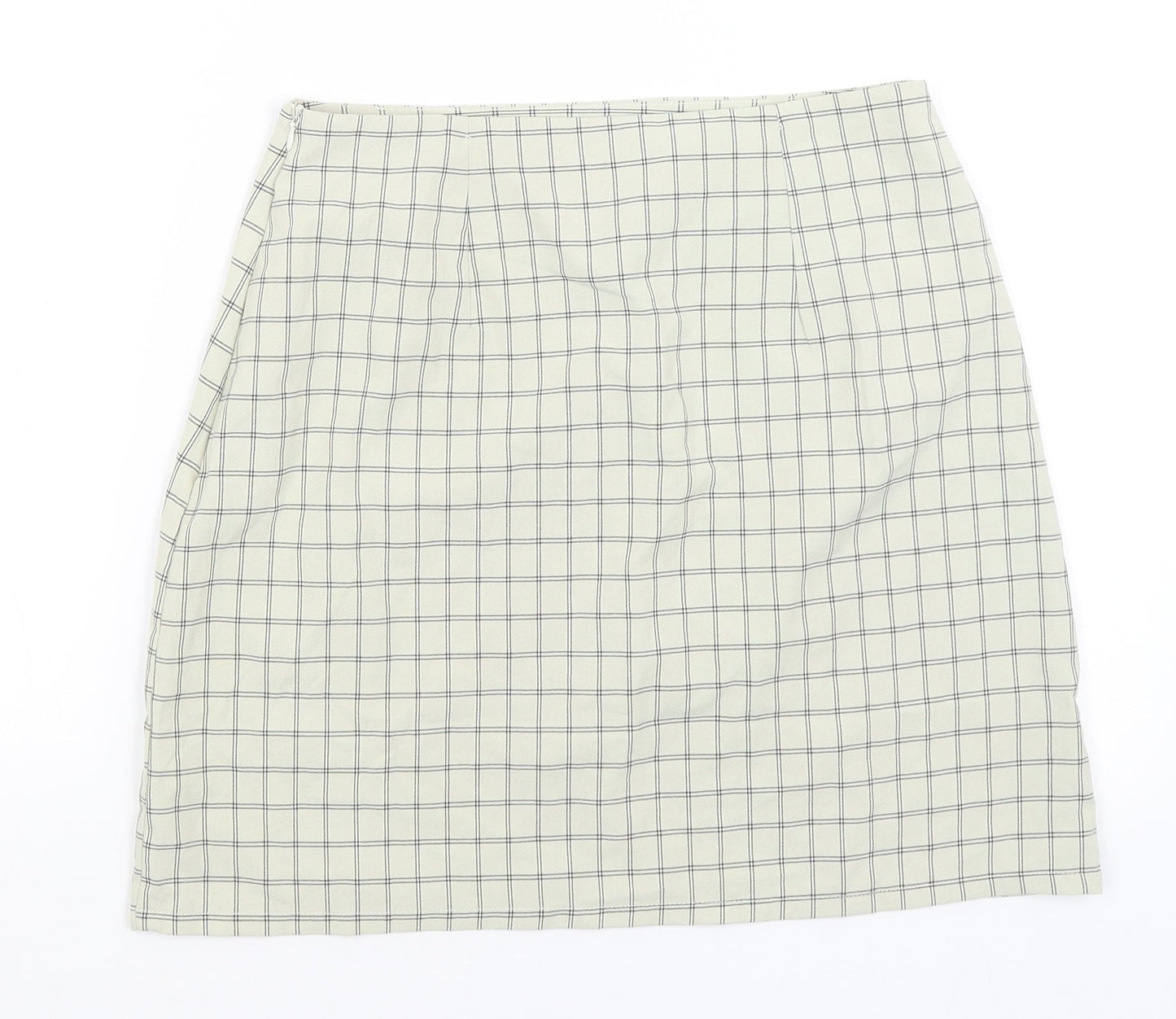 Nasty Gal Womens Beige Check  A-Line Skirt Size 8