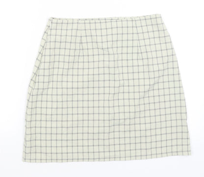 Nasty Gal Womens Beige Check  A-Line Skirt Size 8
