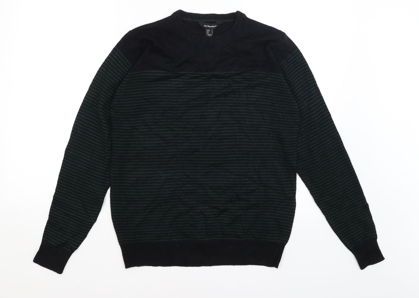 Cedar Wood State Mens Blue Striped  Pullover Jumper Size S