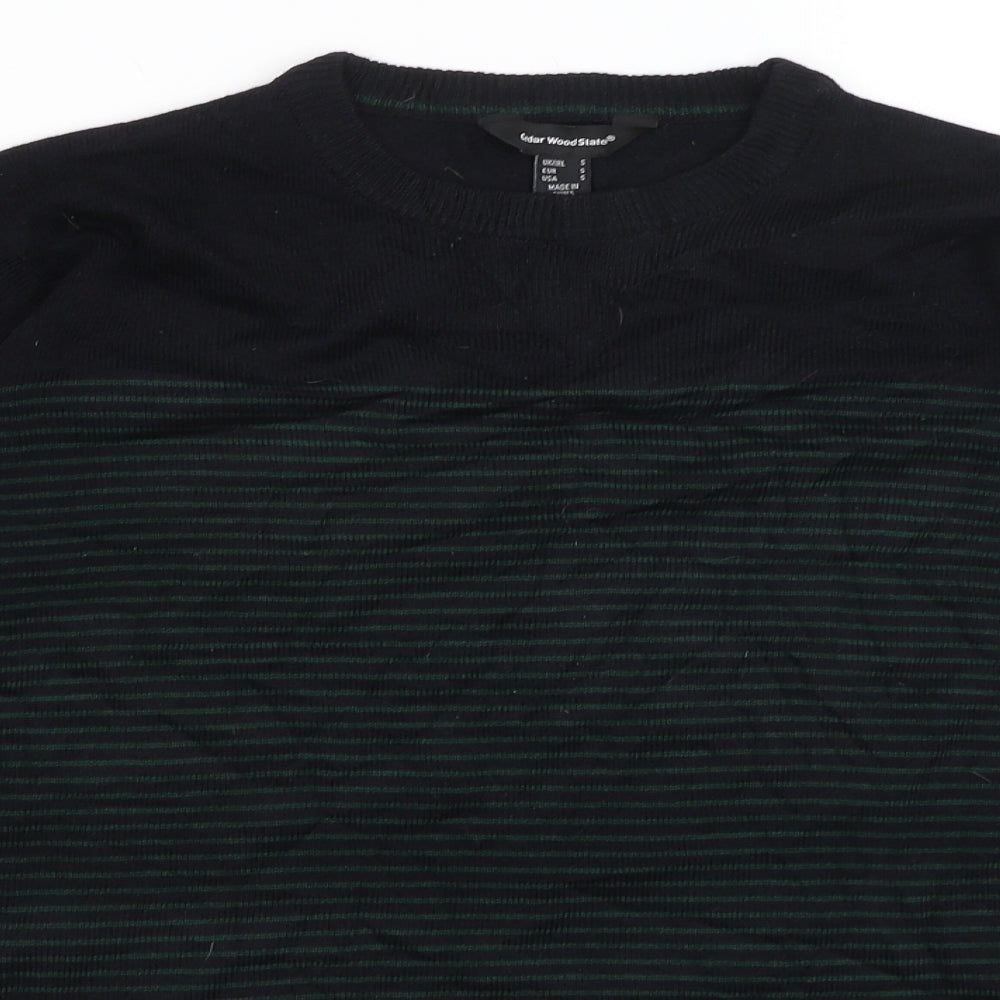 Cedar Wood State Mens Blue Striped  Pullover Jumper Size S
