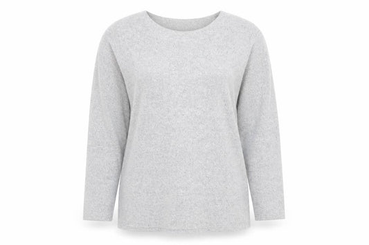 Front view of Alexara women’s grey jumper, size UK 14
