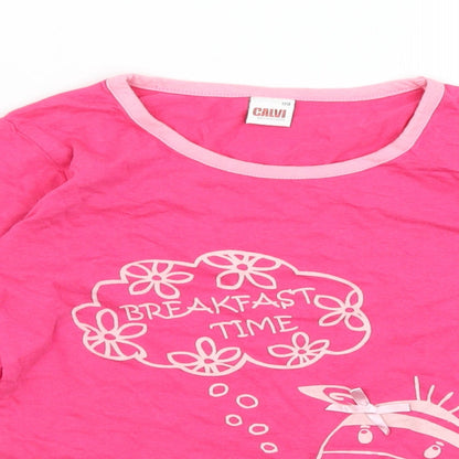 Calvi Girls Pink   Basic T-Shirt Size 7 Years  - Zebra