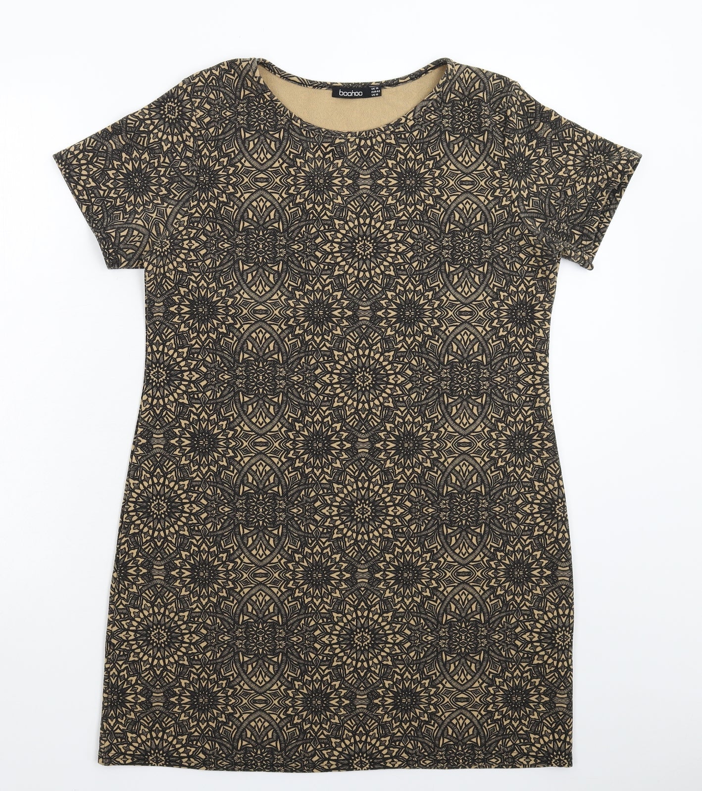 Boohoo Womens Beige Geometric  Mini  Size 14