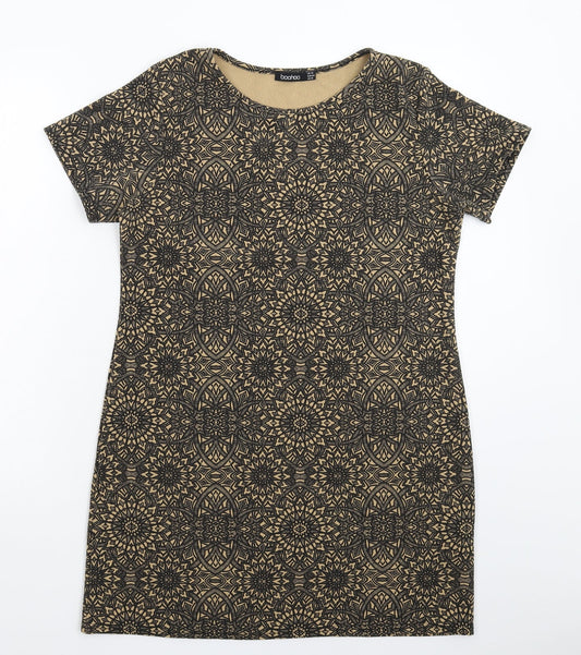 Boohoo Womens Beige Geometric  Mini  Size 14