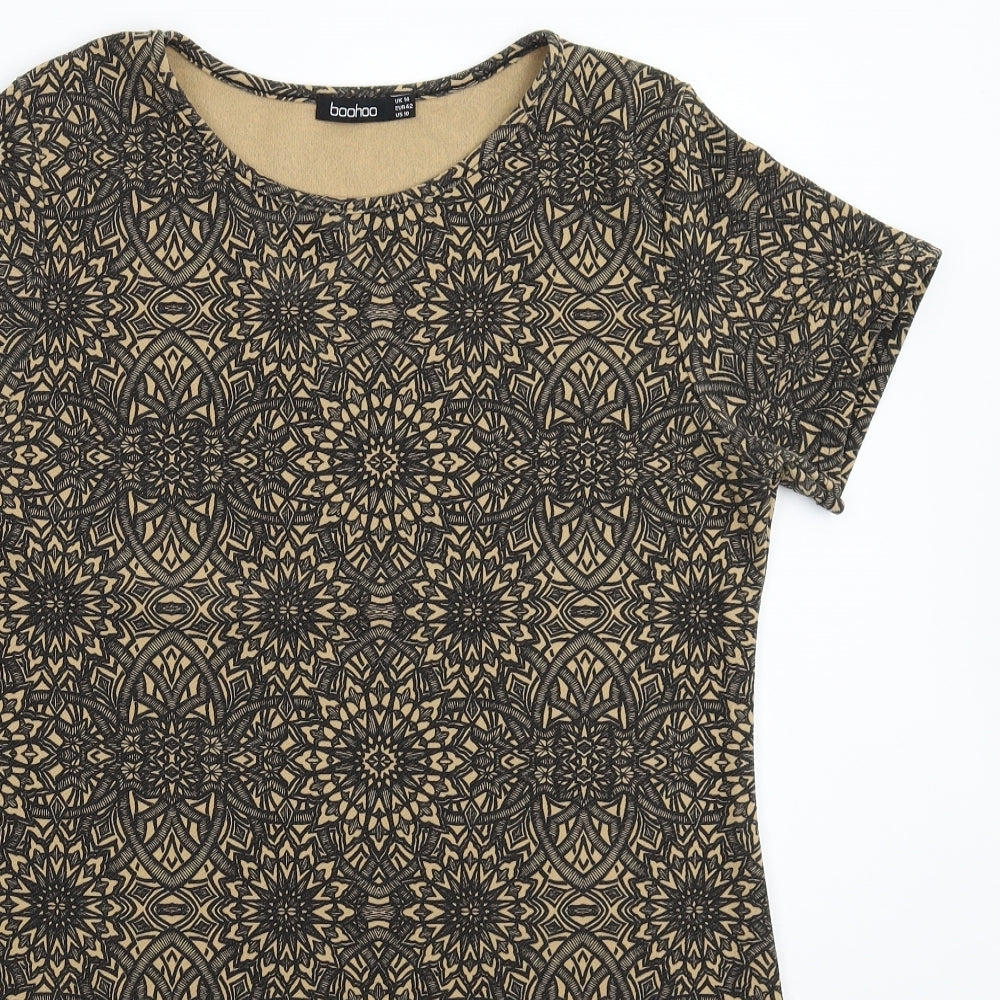 Boohoo Womens Beige Geometric  Mini  Size 14