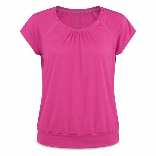 Front view of Preworn women’s pink jersey t-shirt, size UK 10