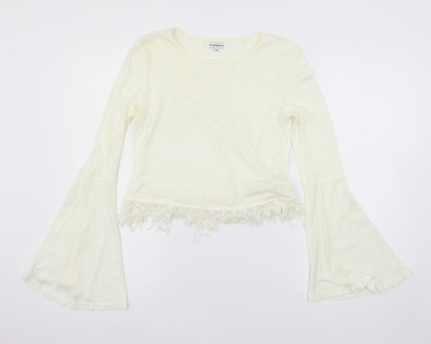 Womens UK Size 10 Glamourous White Basic T-Shirt