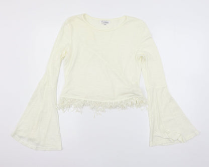 Womens UK Size 10 Glamourous White Basic T-Shirt