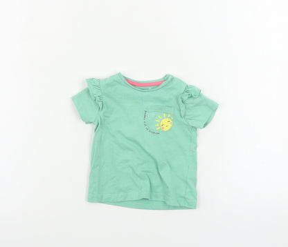 F&F  Girls Green   Basic T-Shirt Size 0-3 Months