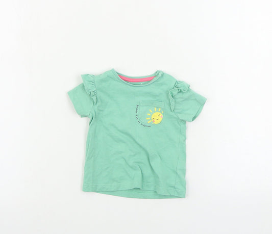 F&F  Girls Green   Basic T-Shirt Size 0-3 Months