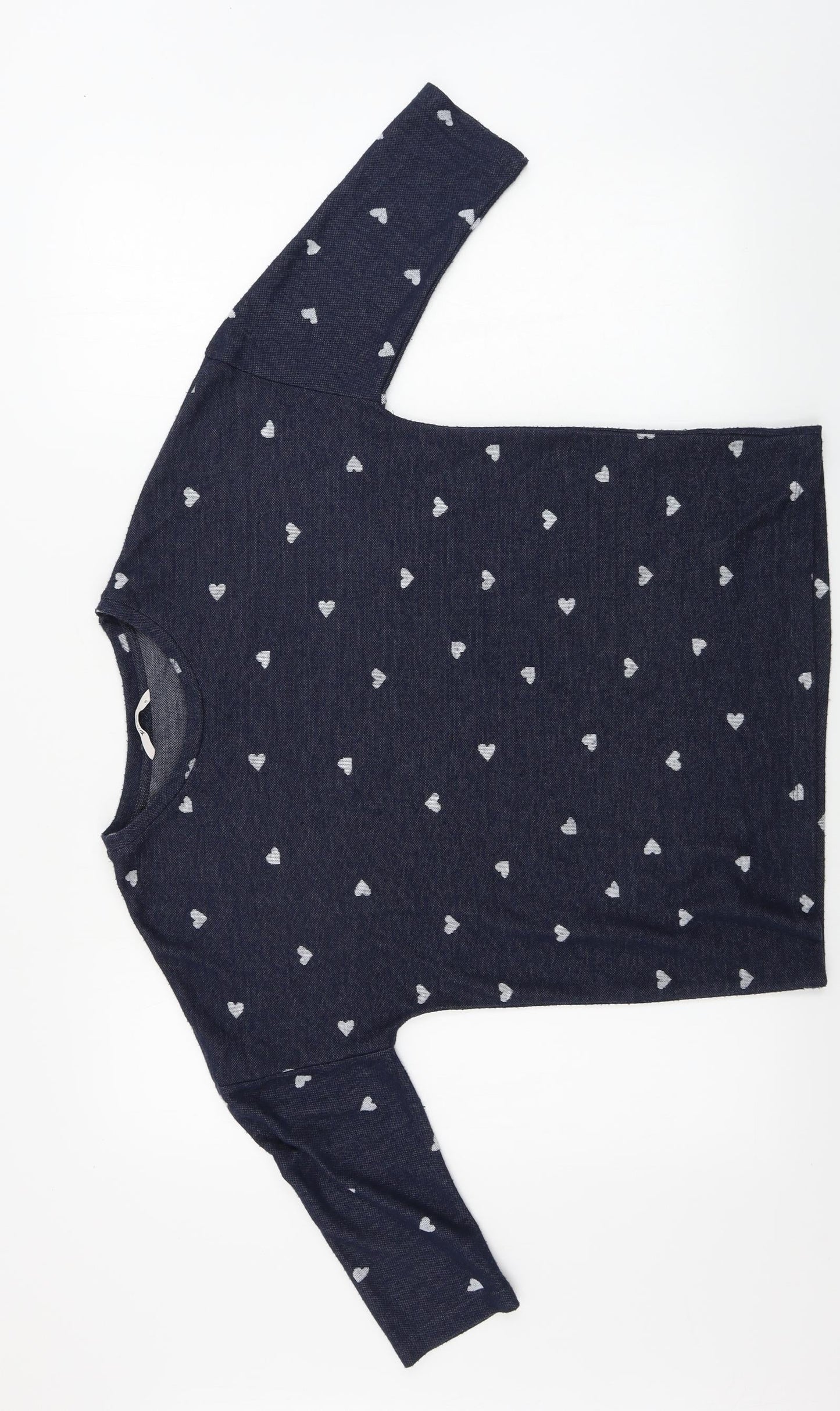 TU Womens Blue   Pullover Jumper Size 10  - heart pattern