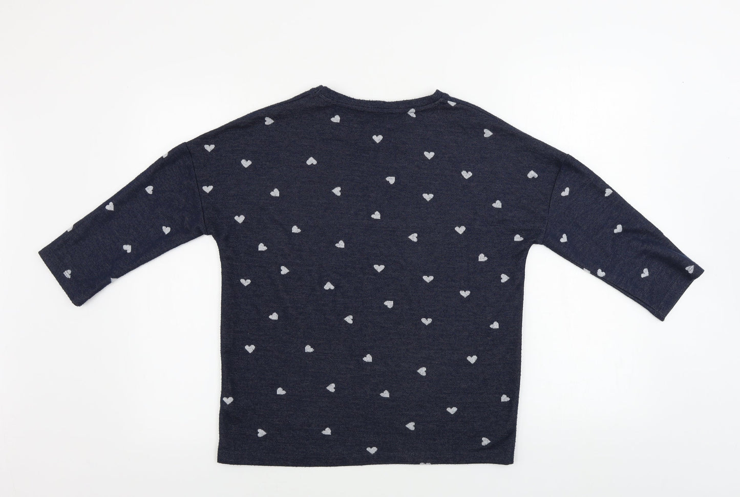 TU Womens Blue   Pullover Jumper Size 10  - heart pattern