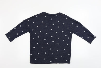 TU Womens Blue   Pullover Jumper Size 10  - heart pattern