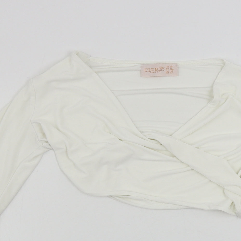 Womens UK Size 10 Club London White Basic T-Shirt