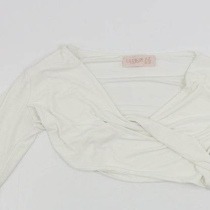 Womens UK Size 10 Club London White Basic T-Shirt