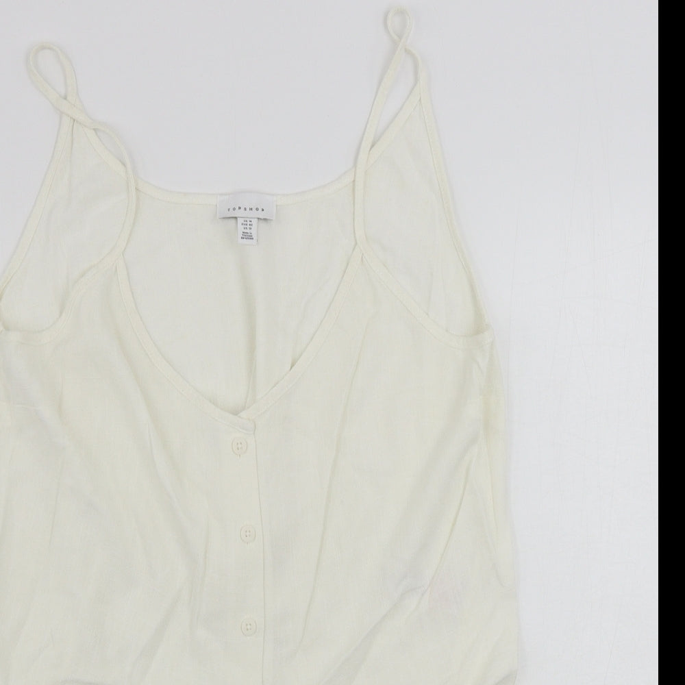 Womens UK Size 14 Topshop Ivory Basic Tank