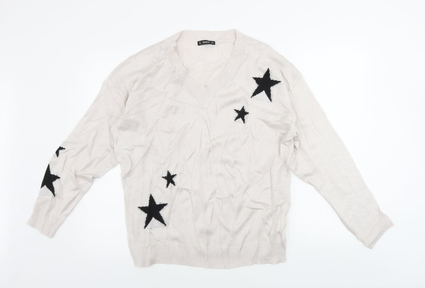 SheIn Womens Pink   Pullover Jumper Size L  - Star pattern