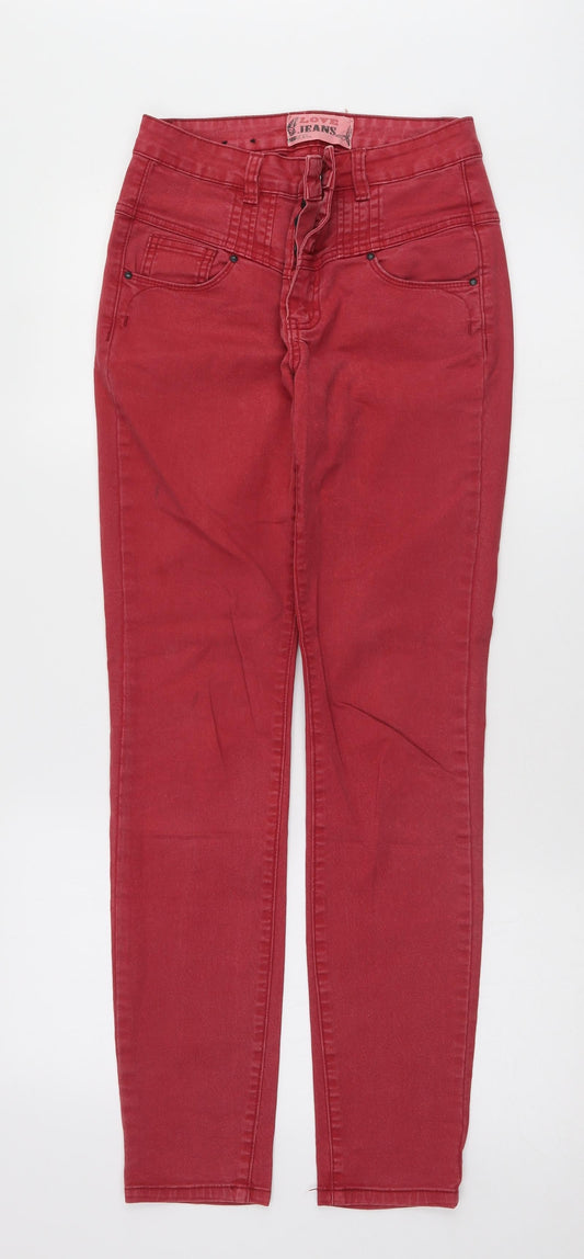 Womens UK Size 8 yes yes Regular Fit Skinny Red Jeans