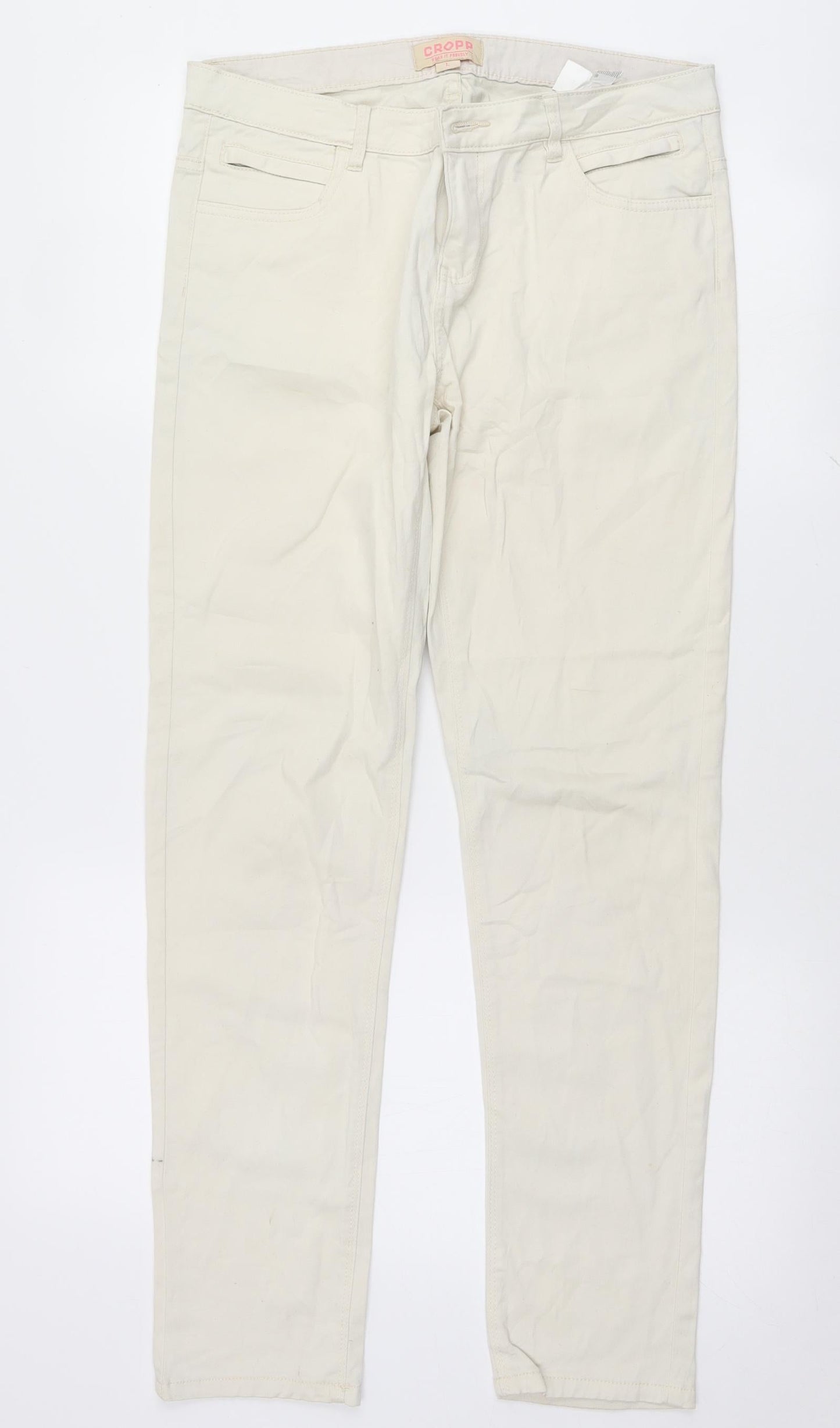 Womens UK Size L Cropp Regular Fit Skinny White Jeans